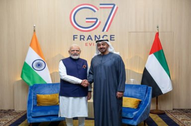 At the G7 Summit, Narendra Modi met with Mohamed bin Zayed Al Nahyan to discuss bilateral cooperation and regional issues. 🤝🇮🇳🇦🇪🌍✨