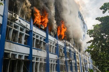 Massive fire breaks out in a government building; around 4,000 EVMs used in West Bengal elections are destroyed in the blaze.