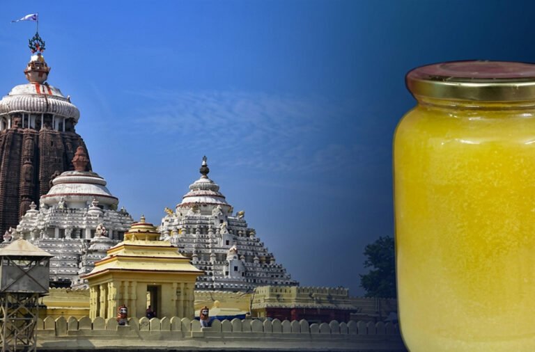 Thirty packets of adulterated ghee seized from Shree Jagannath Temple during a special inspection drive. 🚨🧈⚖️🛕🔍