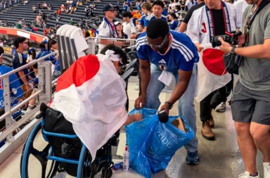 Japan fans win hearts by cleaning the stadium after the match, earning widespread praise for their discipline and civic sense. 🏟️🧹👏🇯🇵✨