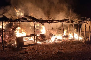 A suspected short circuit triggered a fire at a paddy procurement mandi, destroying around 115 quintals of paddy and causing significant losses.