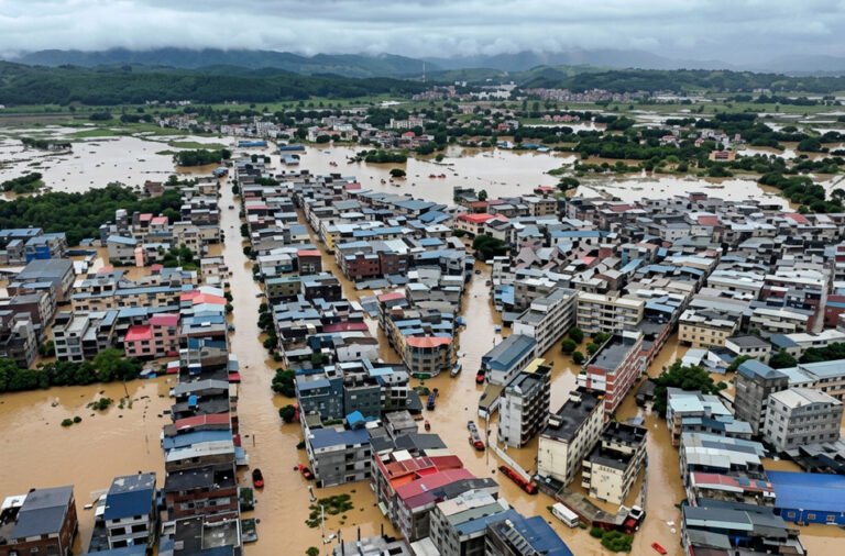 Severe storms and heavy rainfall have caused widespread disruption in China, with at least eight people reported dead and authorities continuing rescue and relief operations in the affected areas