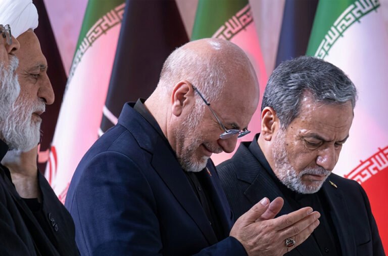During the funeral of Ali Khamenei, senior Iranian leaders Mohammad Reza Aref and Mohammad Bagher Ghalibaf were seen visibly emotional while paying their final respects.
