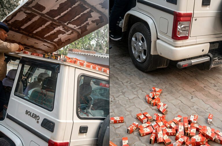 **Huge quantity of smuggled foreign liquor seized; one arrested along with a Bolero vehicle.**