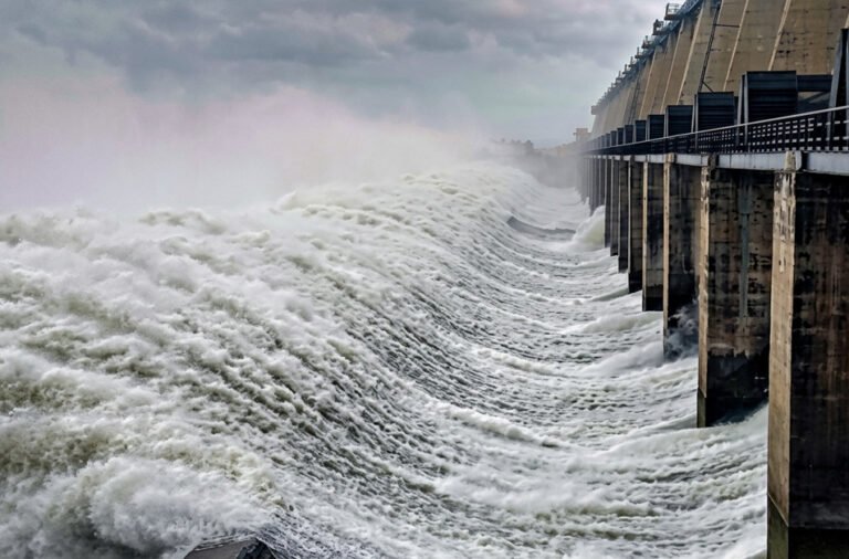 **Hirakud water level is rising; floodwater being discharged through 8 sluice gates.**