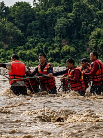 Two women were stranded in a swollen river and were safely rescued by the Fire and Emergency Services after a swift rescue operation.