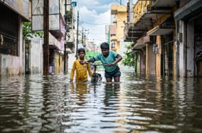 Heavy rainfall has led to nearly two feet of waterlogging in front of a school, causing inconvenience to students, parents, and staff and raising concerns about drainage infrastructure in the area.