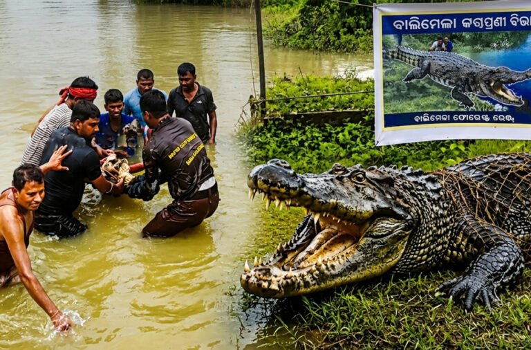Forest Department succeeds after three days of effort; Hansakhia crocodile rescued.