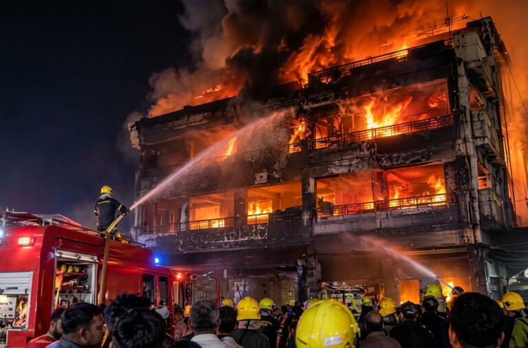 Hotel fire claims the lives of six pilgrims.