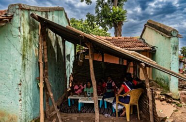 Children’s future hangs in the balance as classes are held in a cowshed; Anganwadi centre functions in a hazardous condition.