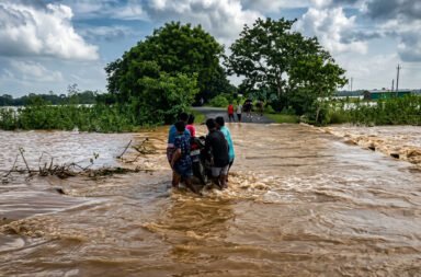 Floodwaters enter the village again; three feet of water inundates the breach repair site.