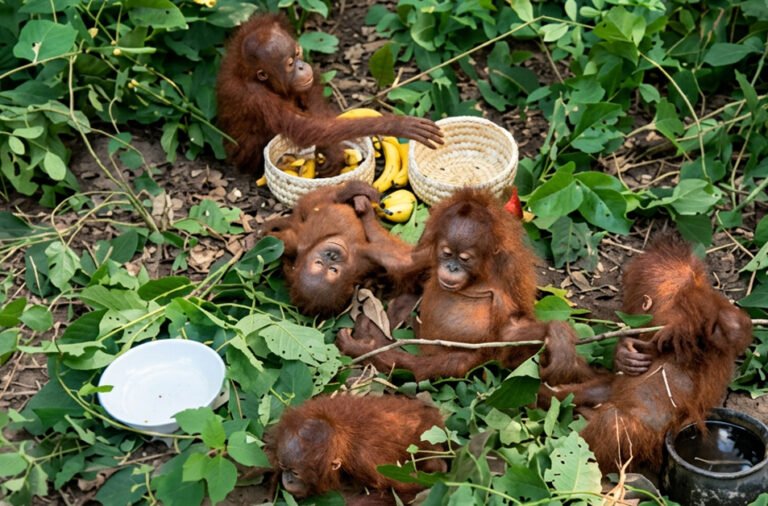 Five orangutans spotted in Bichitrapur forest; questions arise over where and how they arrived.