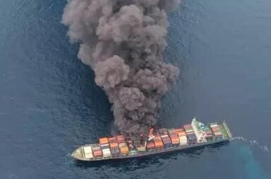 China Cargo Ship on Fire
