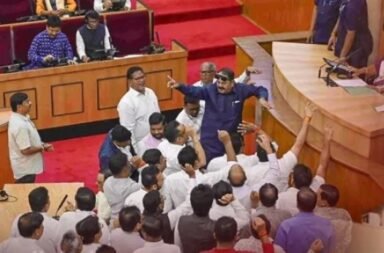Odisha Assembly Opposition Protest