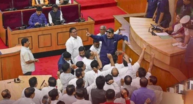 Odisha Assembly Opposition Protest
