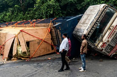 Goods-laden truck overturns at Guma Ghat; Koraput-Rayagada traffic disrupted.